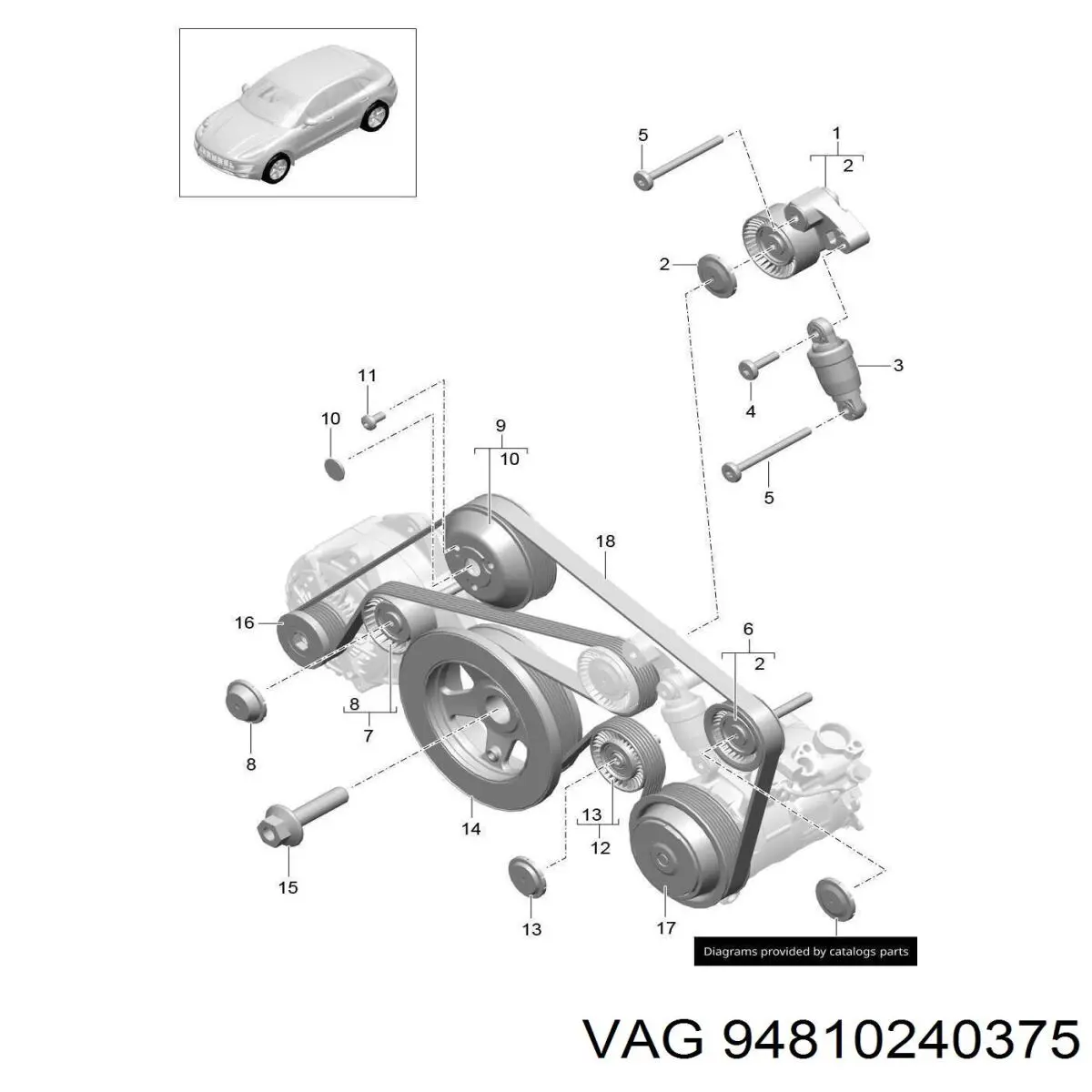 Купити 94810240375 VAG Натягувач приводного ременя