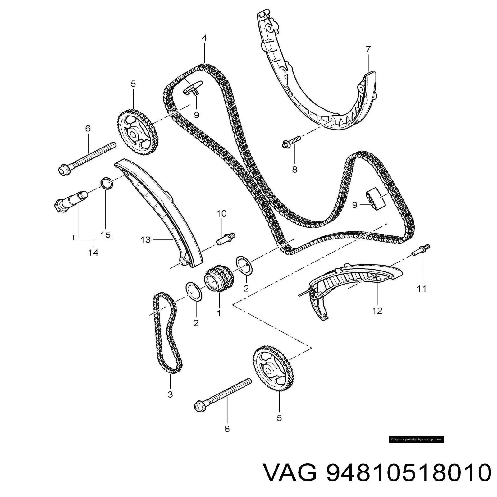 Натягувач ланцюга ГРМ VAG 94810518010 ціна, від 246.93 USD
