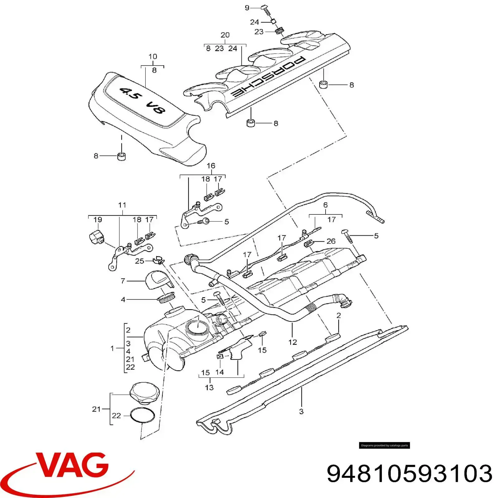 Прокладка клапанної кришки, права Porsche Cayenne (955) (Порше Каен)