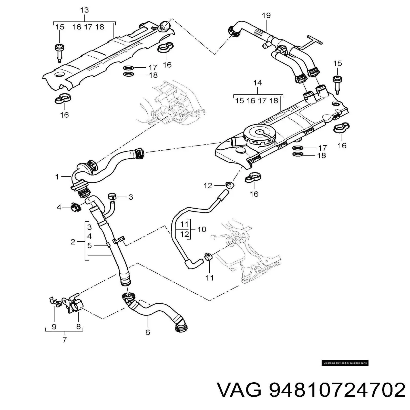 Трубка картера повітряна VAG 94810724702 ціна, від 52.71 USD