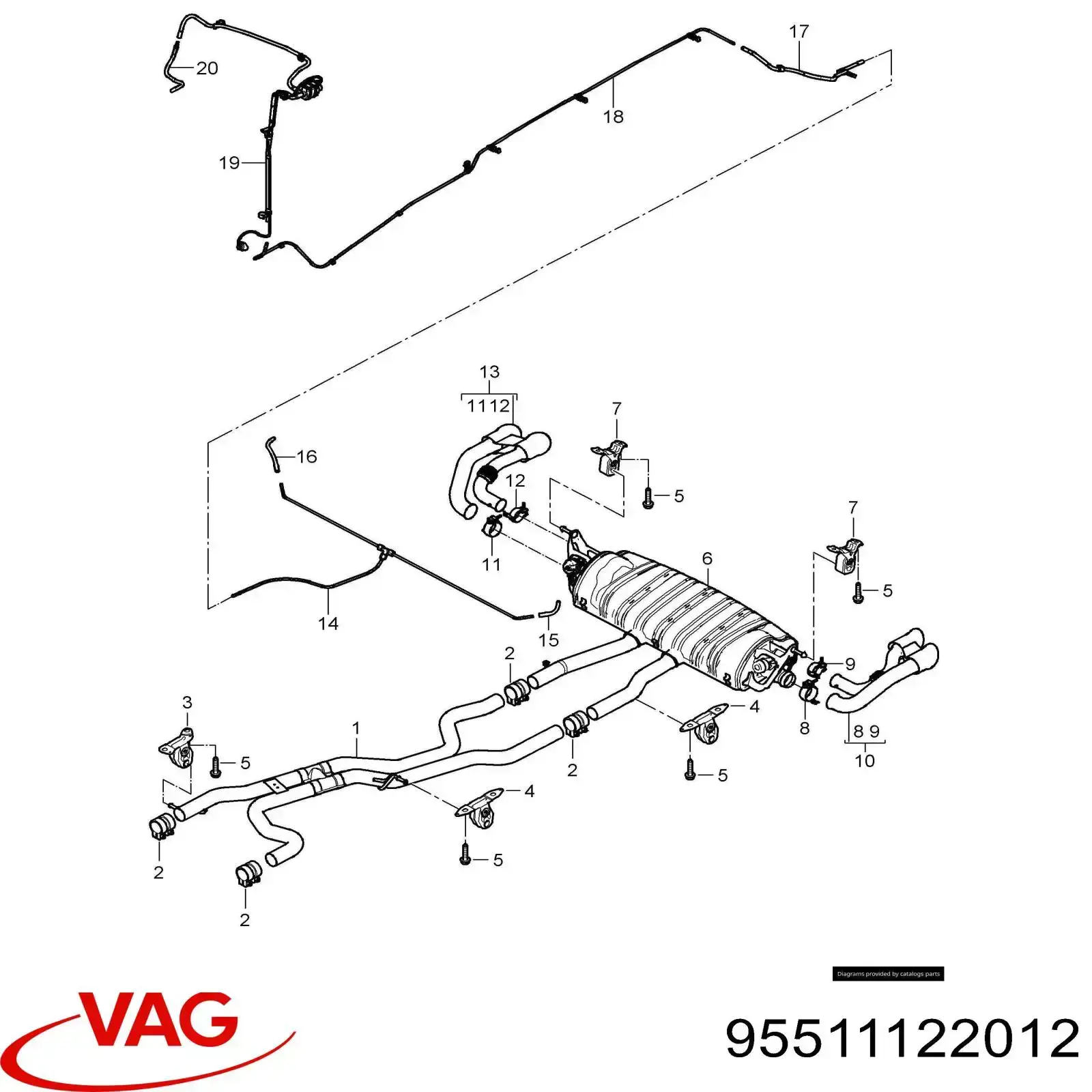 Кріплення глушника переднє VAG 95511122012 ціна, від 83.35 USD