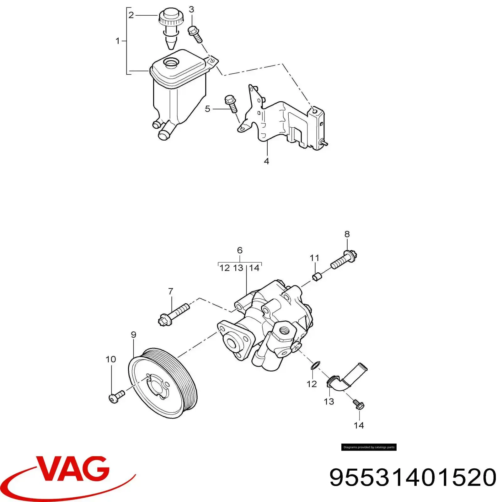 Купити 95531401510 VAG Бачок насоса ГПР