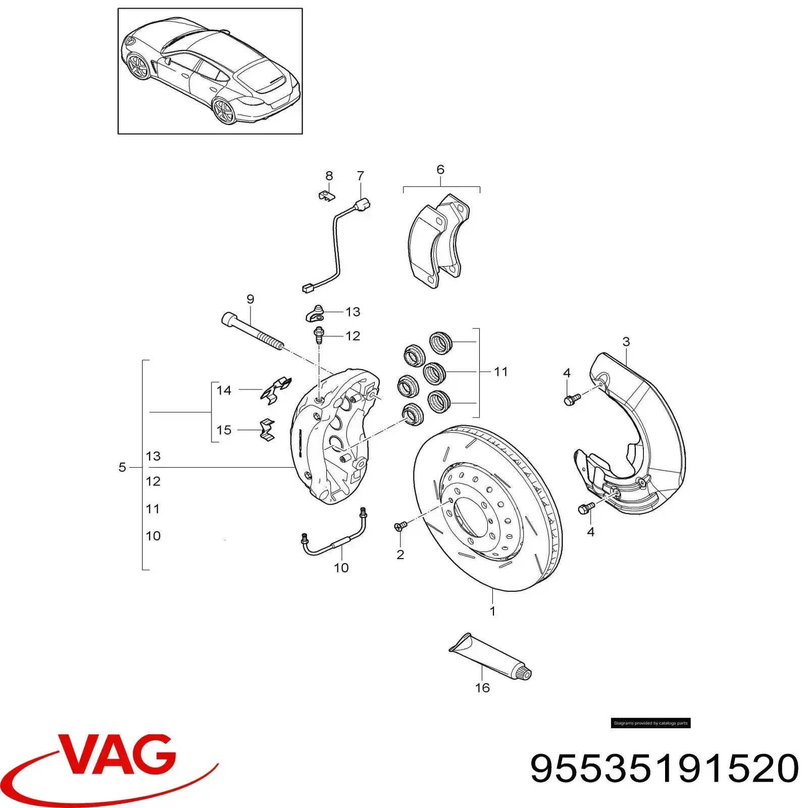 Ремкомплект переднього супорту 95535191520 VAG