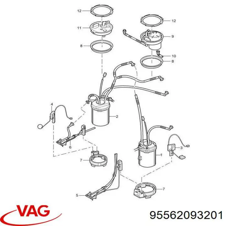Модуль паливного насосу, з датчиком рівня палива 95562093201 VAG
