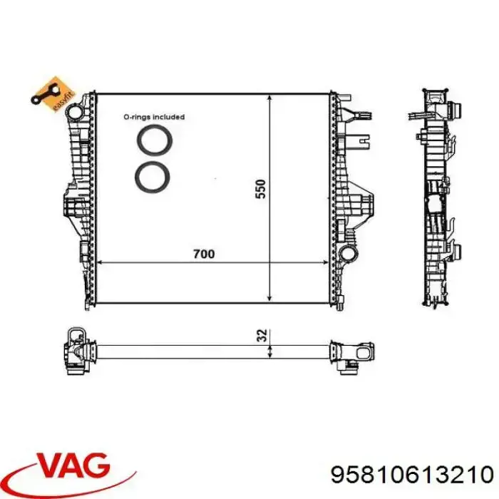 Радіатор охолодження двигуна 95810613210 VAG