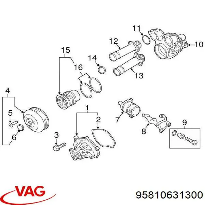 Купити 95810631300 VAG Помпа водяна, додатковий електричний