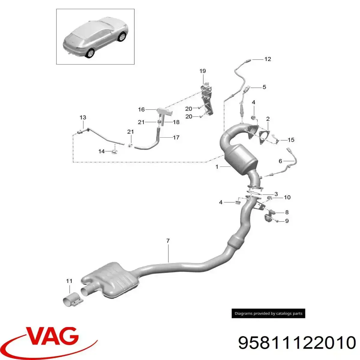Купити 95811122010 VAG Хомут кріплення глушника передній