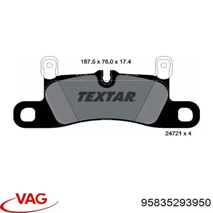 Задні гальмівні колодки VAG 95835293950 ціна, від 58.25 USD