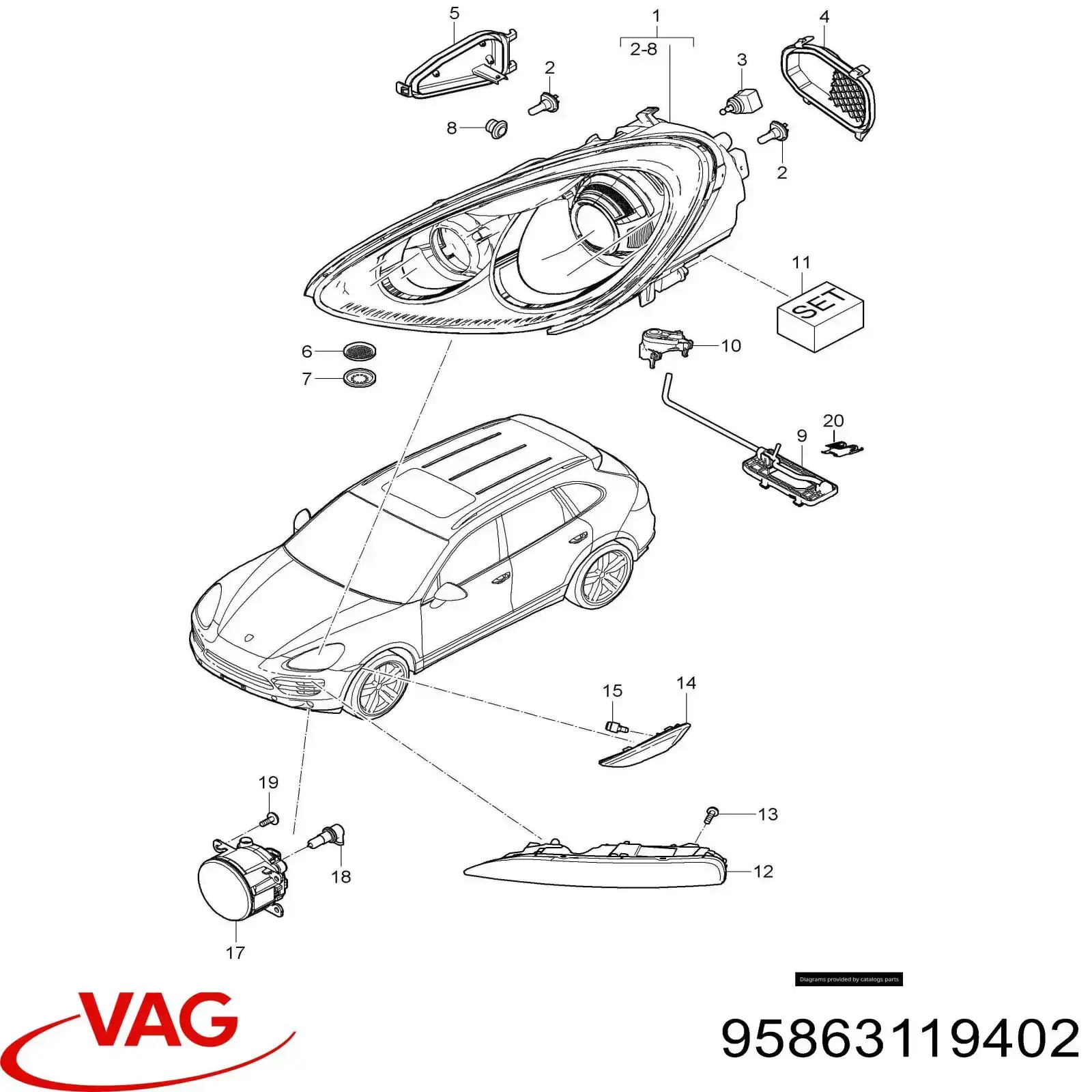 Кронштейн (адаптер) кріплення фари передньої Porsche 95863119401 ціна, від 52.44 USD