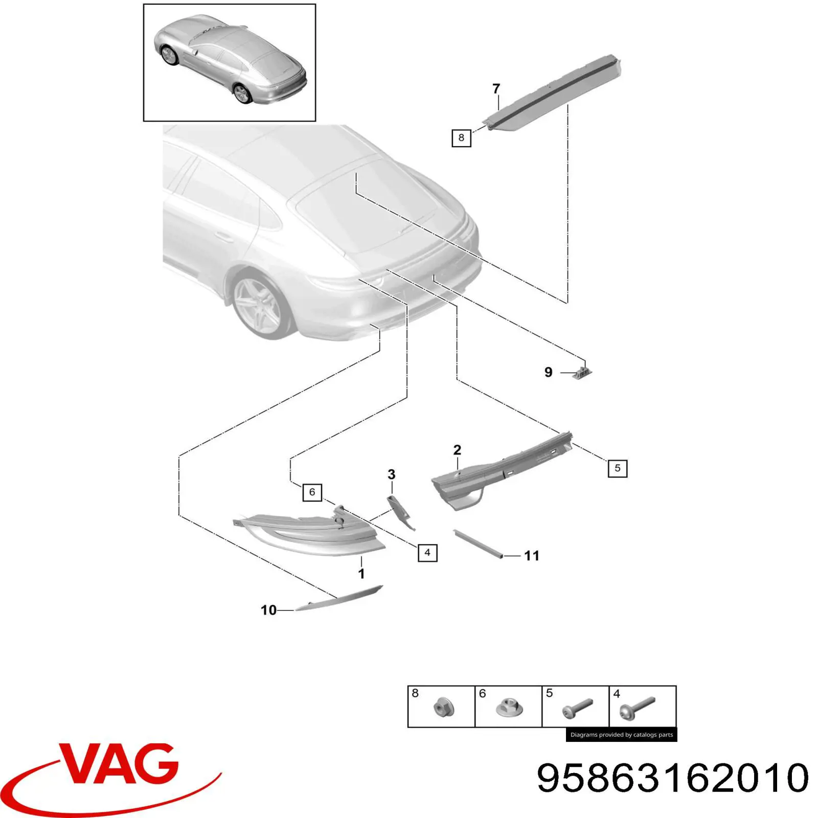 95863162011 VAG Ліхтар освітлення номерного знака