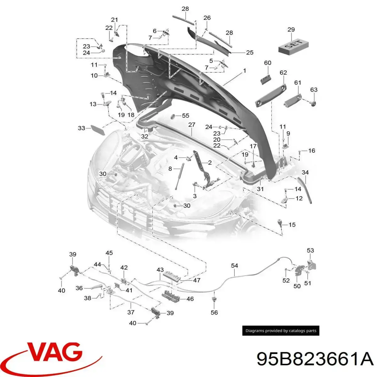 Ручка відкриття капота VAG 95B823661A ціна, від 13.78 USD