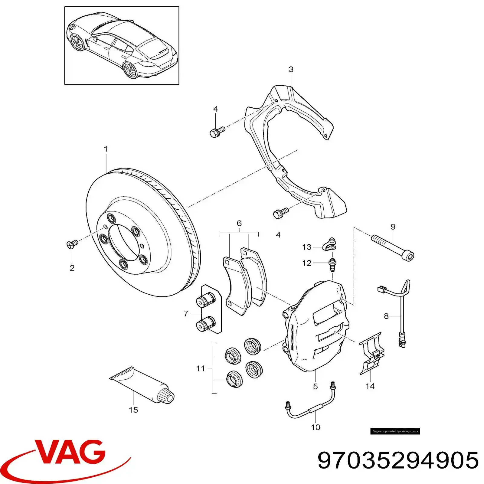 Колодки гальмові задні, дискові 97035294905 VAG