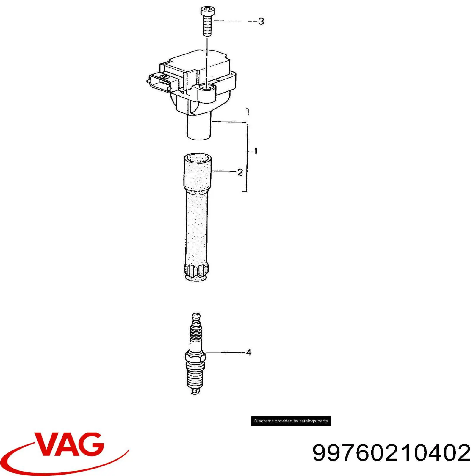 99760210402 VAG Котушка запалювання