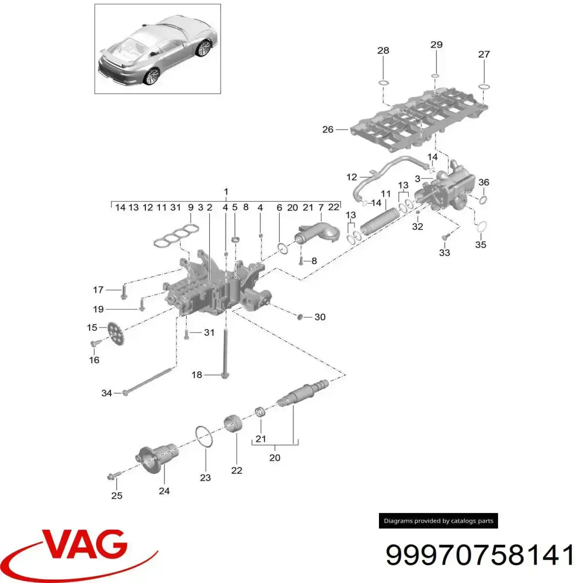 Прокладка вакуумного насосу VAG 99970758141 ціна, від 5.10 USD