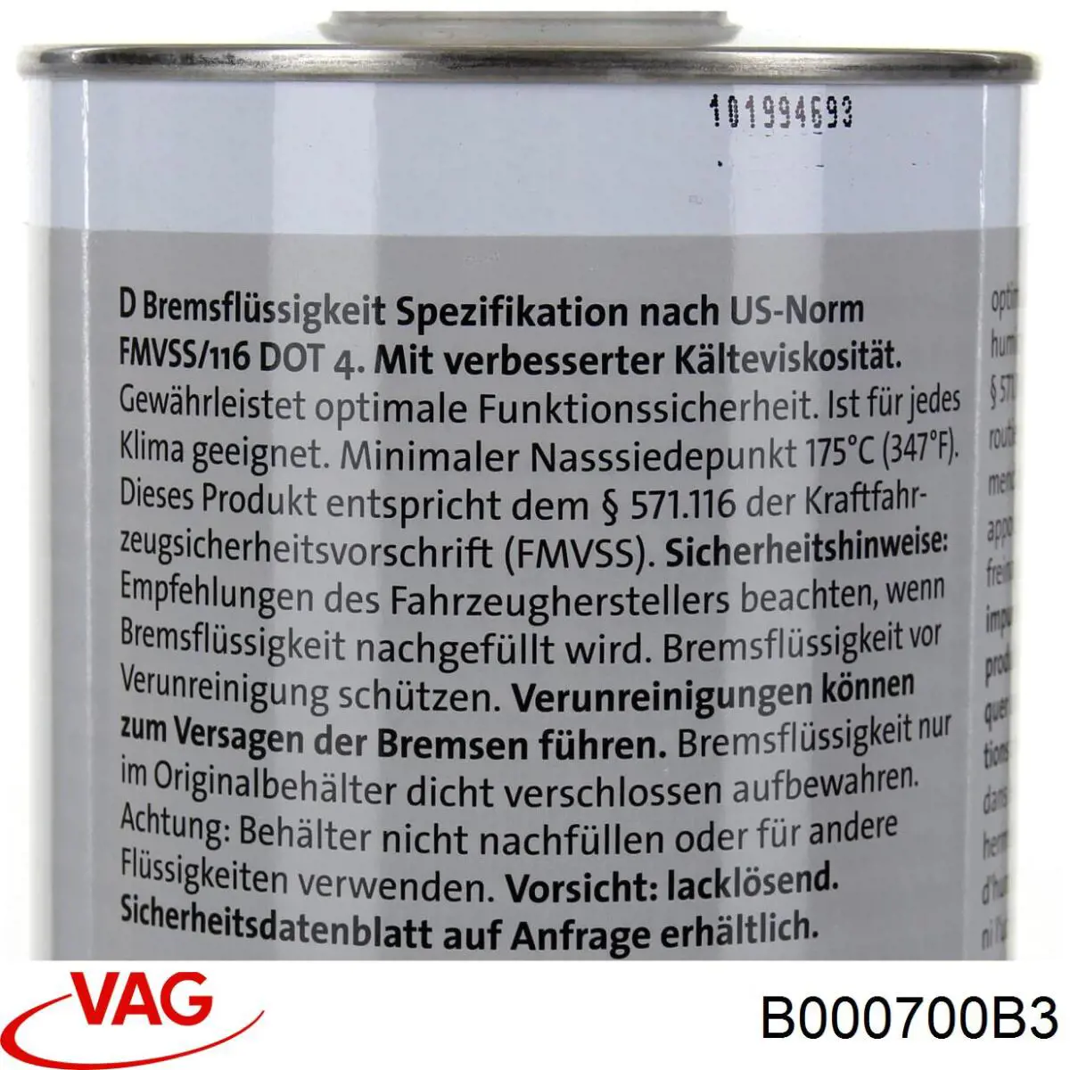 B000700B3 VAG Рідина гальмівна