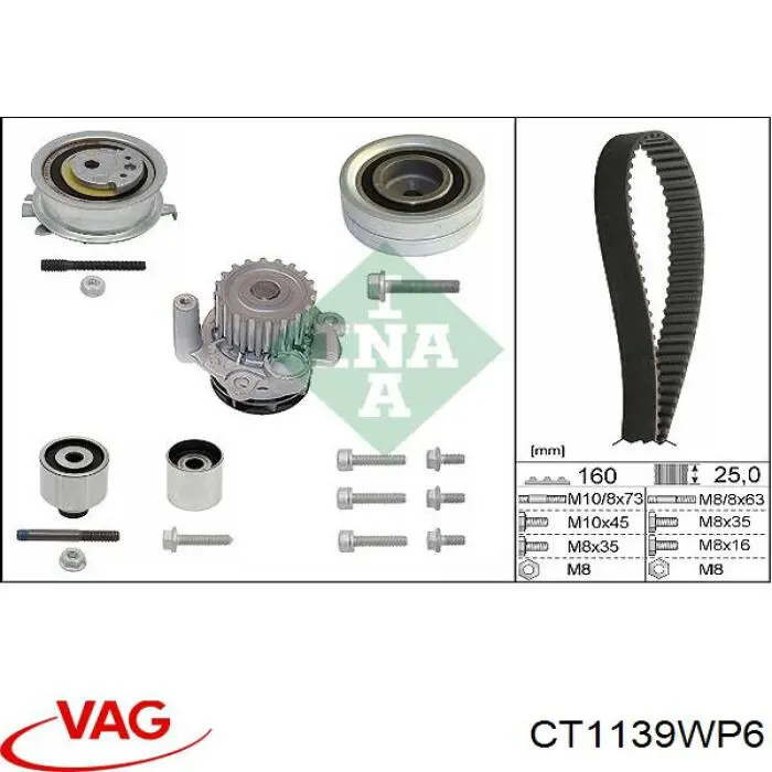 Ремкомплект ГРМ VAG CT1139WP6