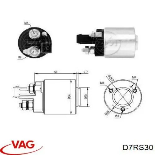 Стартер D7RS30 VAG