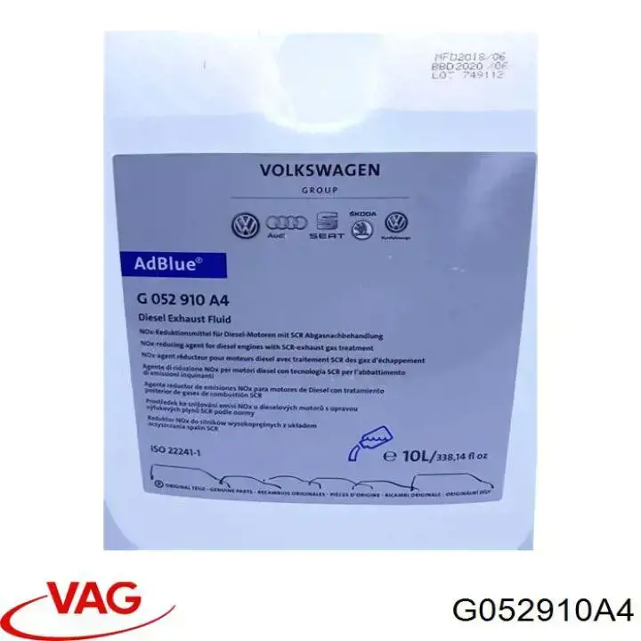 Засіб для нейтралізації відпрацьованих газів, сечовина VAG G052910A4 ціна, від 29.42 USD