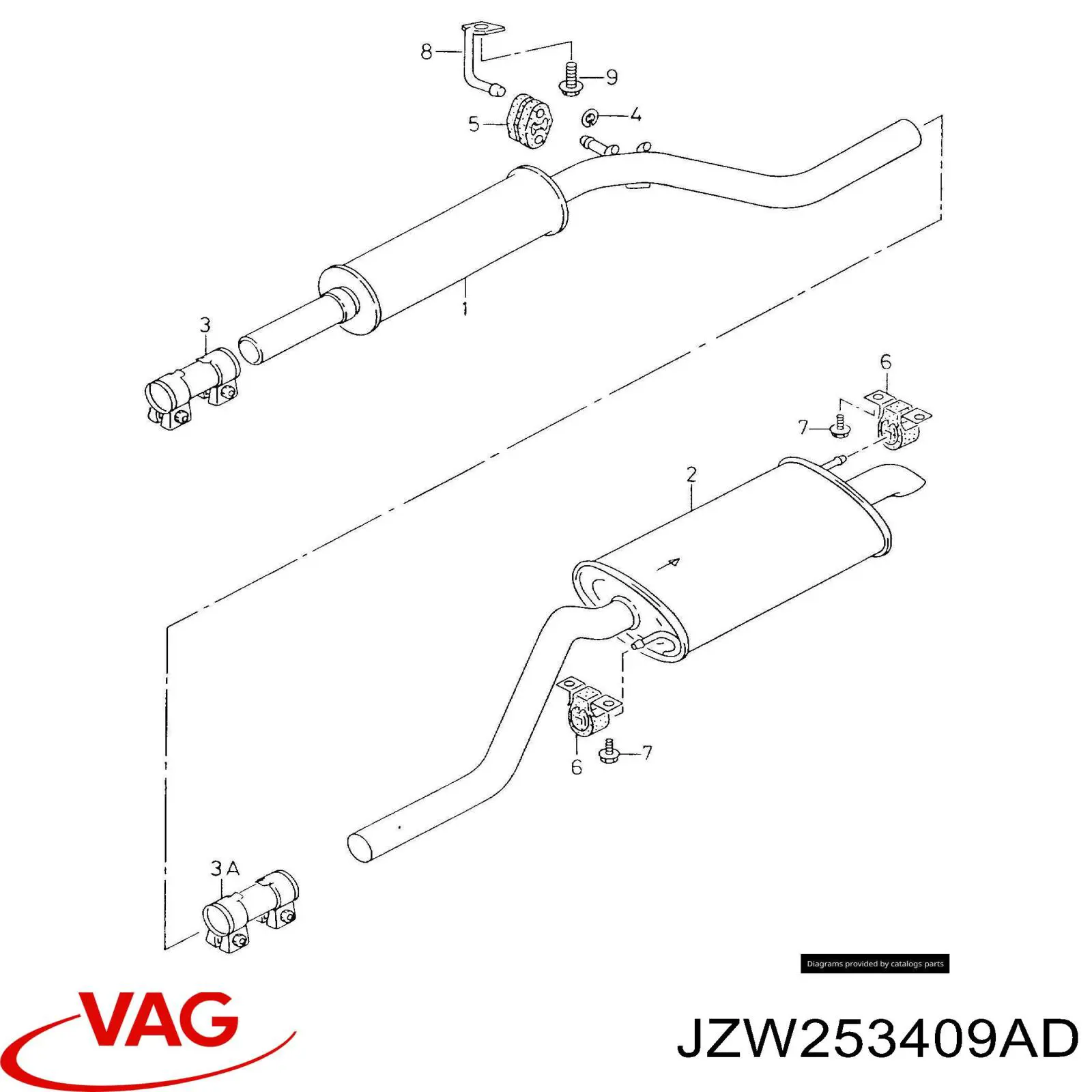Купити JZW253409AD VAG Вихлоп