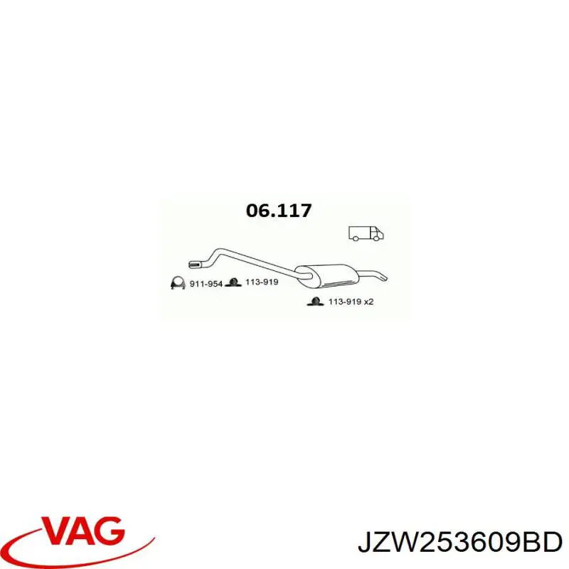 Вихлопна труба VAG JZW253609BD ціна, від 46.48 USD