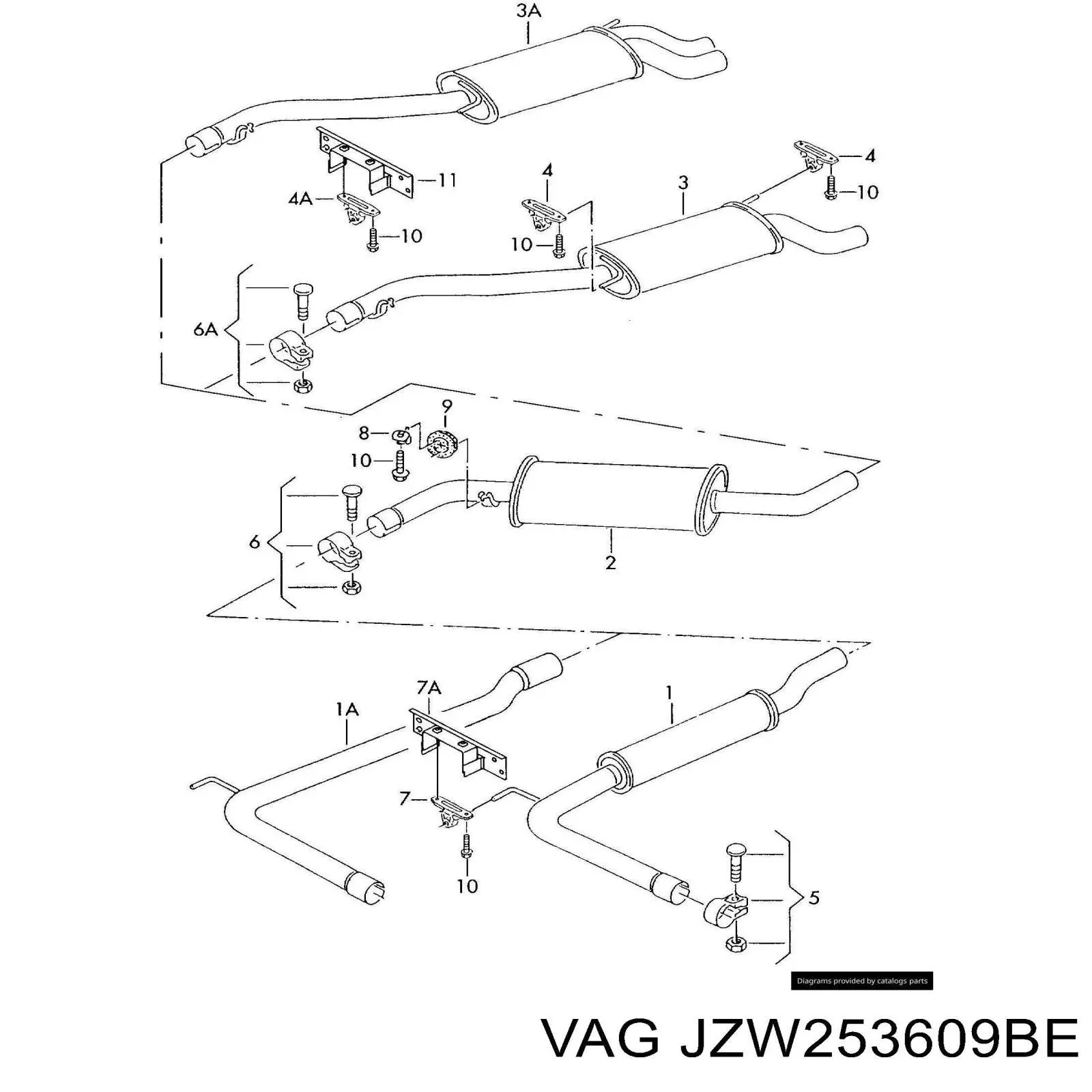 Глушник, задня частина JZW253609BE VAG