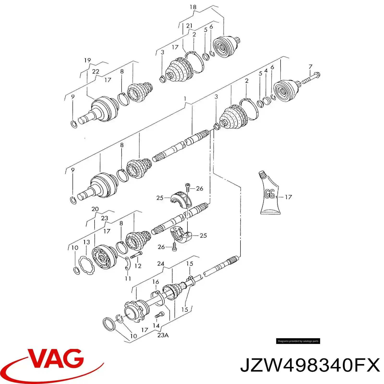 Купити JZW498340FX VAG Шарнір приводу зовнішній