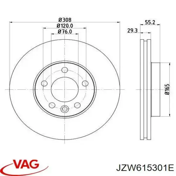 Диск гальмівний передній VAG JZW615301E