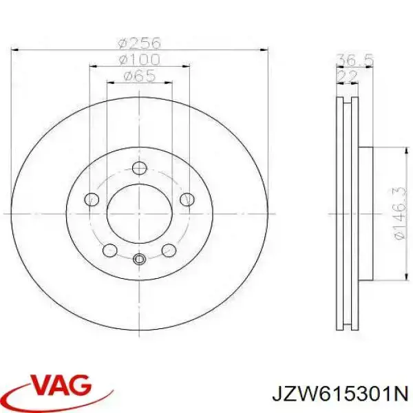 JZW615301N VAG диск гальмівний передній