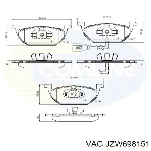 Тормозні колодки VAG JZW698151