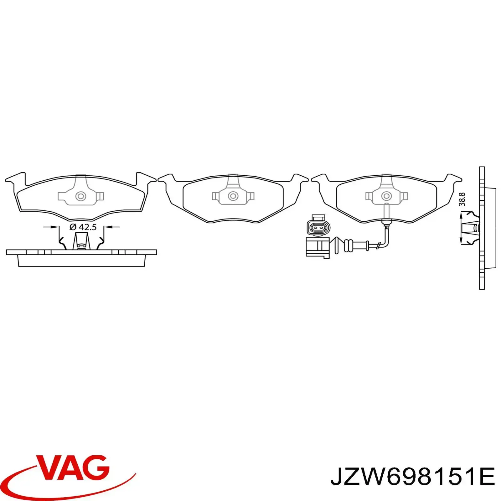 Передні тормозні колодки JZW698151E VAG