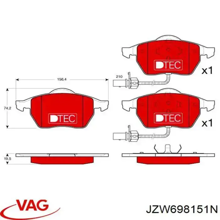 Тормозні колодки VAG JZW698151N