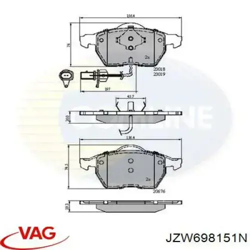 Передні тормозні колодки JZW698151N VAG