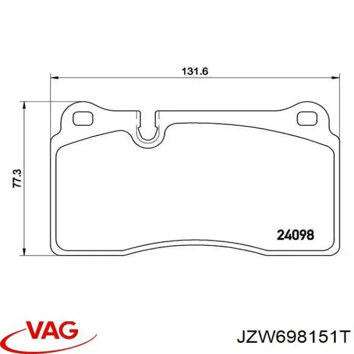 Колодки гальмівні передні, дискові JZW698151T VAG