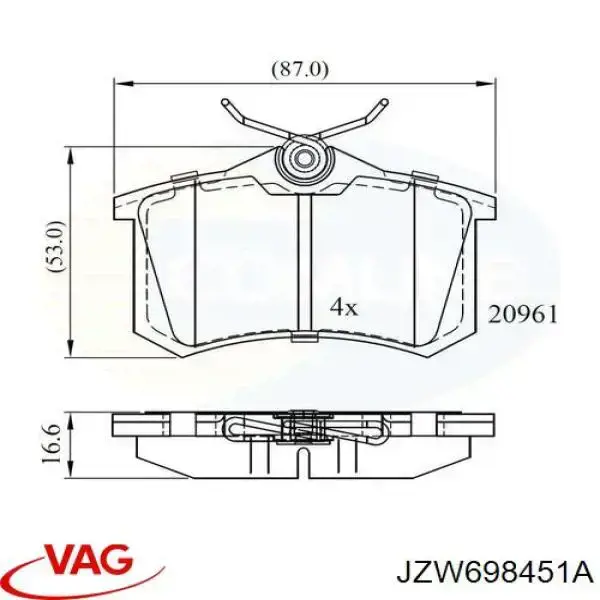 Задні дискові колодки VAG JZW698451A