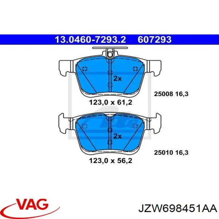 Задні дискові колодки VAG JZW698451AA