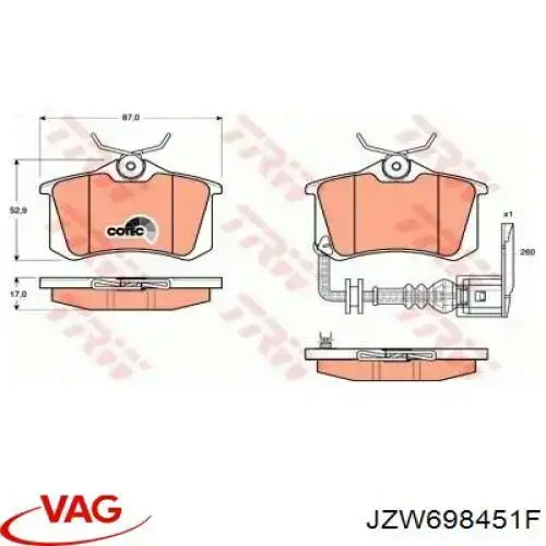 Задні дискові колодки VAG JZW698451F
