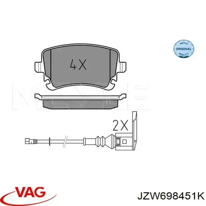 Купити JZW698451K VAG Задні колодки
