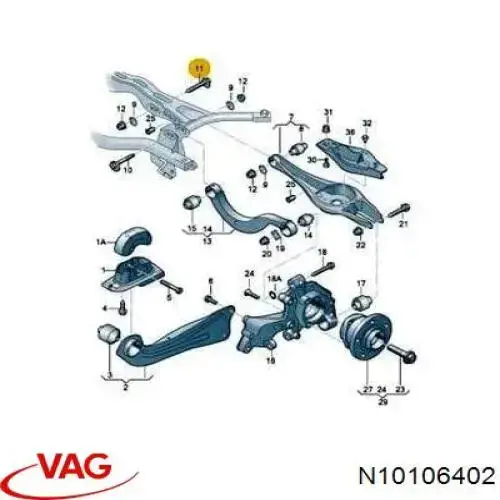 Гайка заднього розвального важеля N10106402 VAG