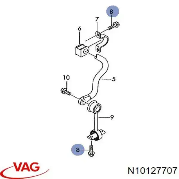 Болт переднього важеля, нижнього N10127707 VAG
