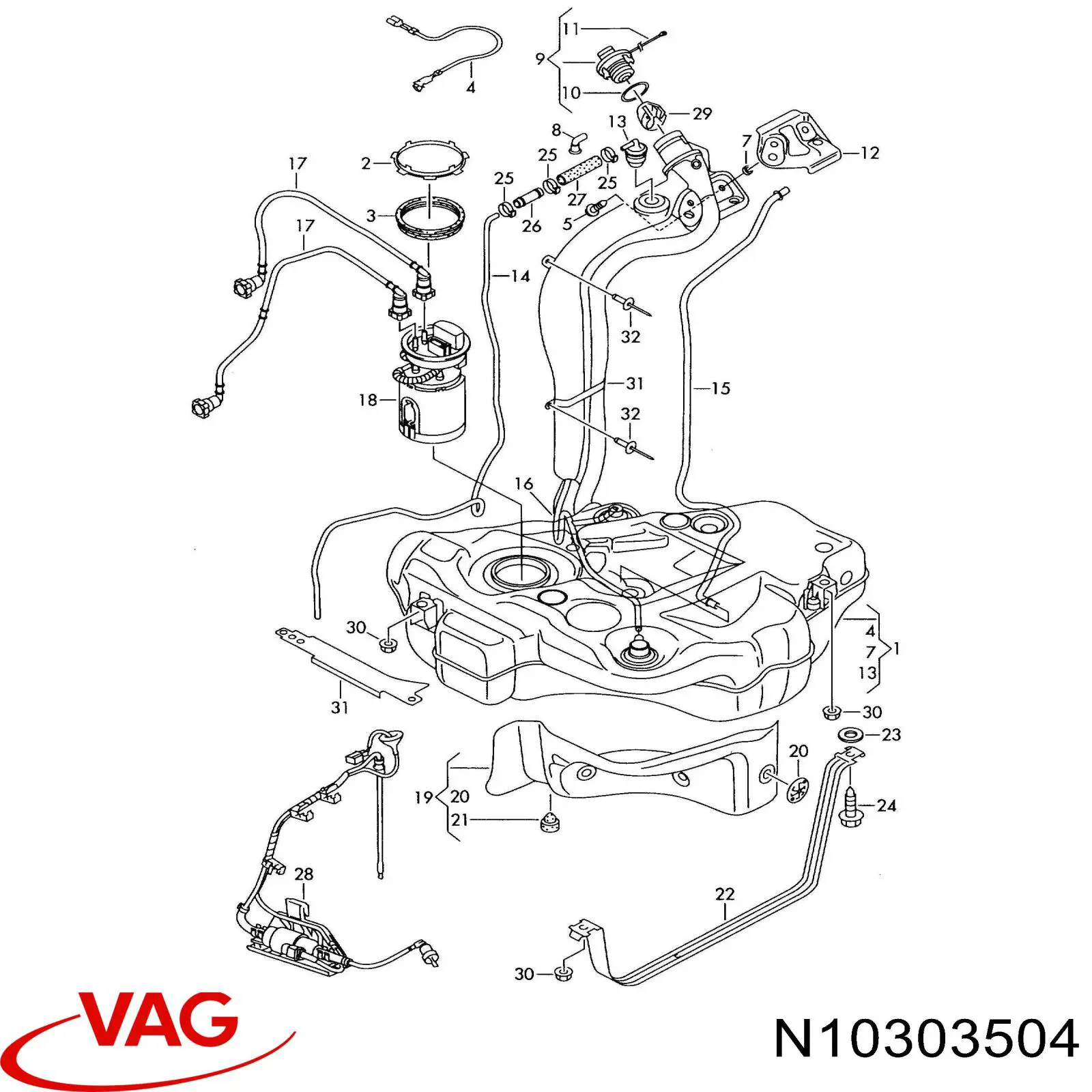 Шланг паливний, універсальний VAG N10303504 ціна, від 19.00 USD