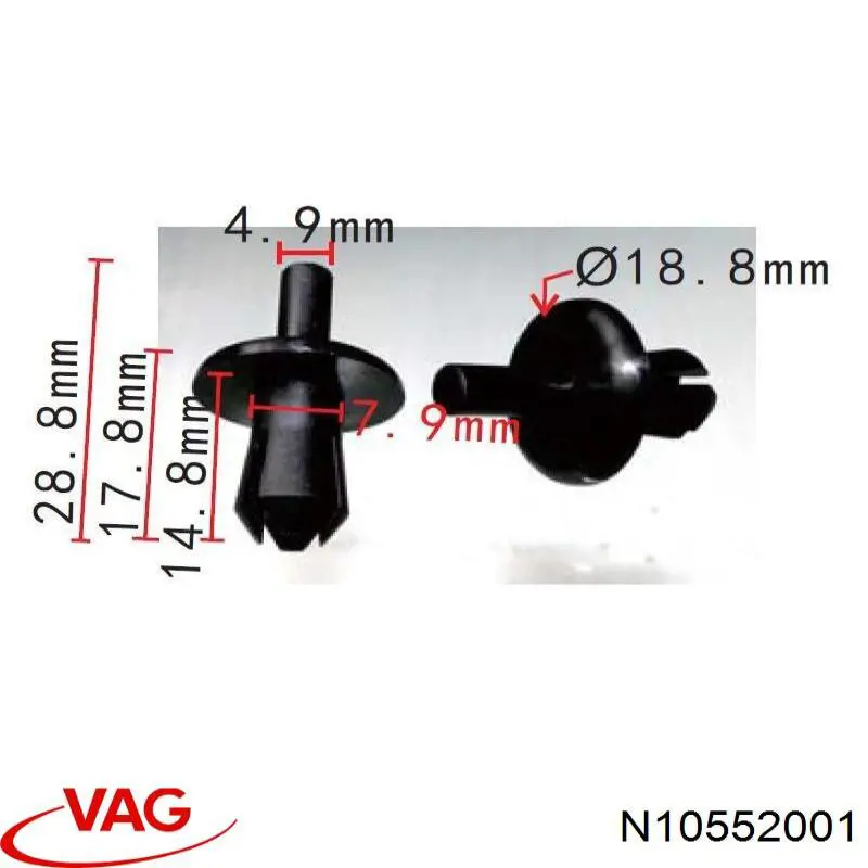 Купити N10552001 VAG Пістон (кліп) кріплення підкрилки переднього крила