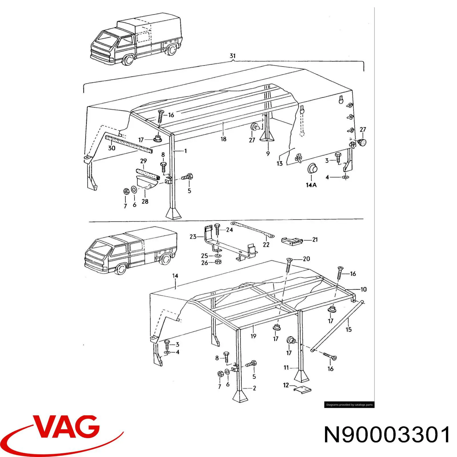 N90003301 VAG Буфер / відбійник капота