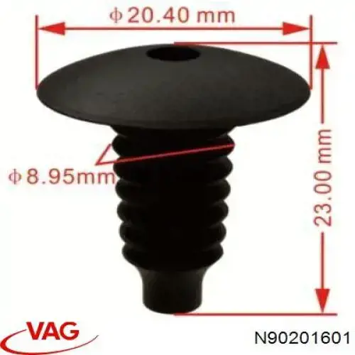 N90201601 VAG Пістон-кліп кріплення бризковика