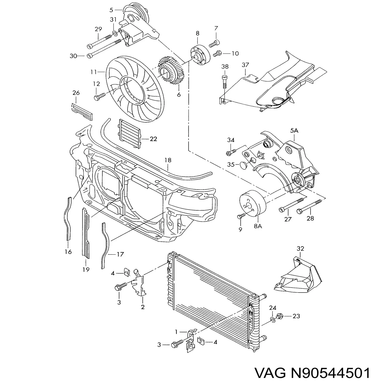 Купити N90544501 VAG Радіатор двигуна