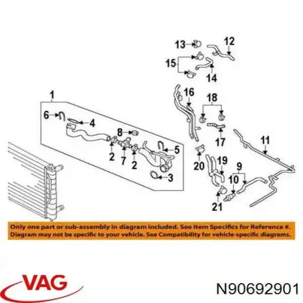 N90692901 VAG фланець системи охолодження (трійник)