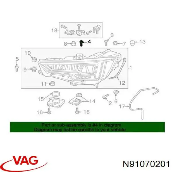 Болт VAG N91070201 ціна, від 2.10 USD
