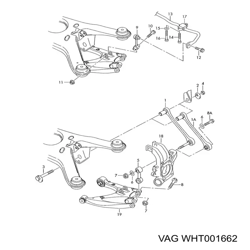 WHT001662 VAG болт кріплення заднього нижнього важеля, внутрішній