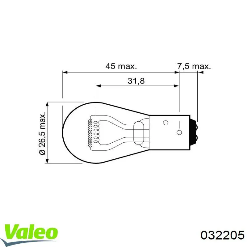 Лампочка 032205 VALEO