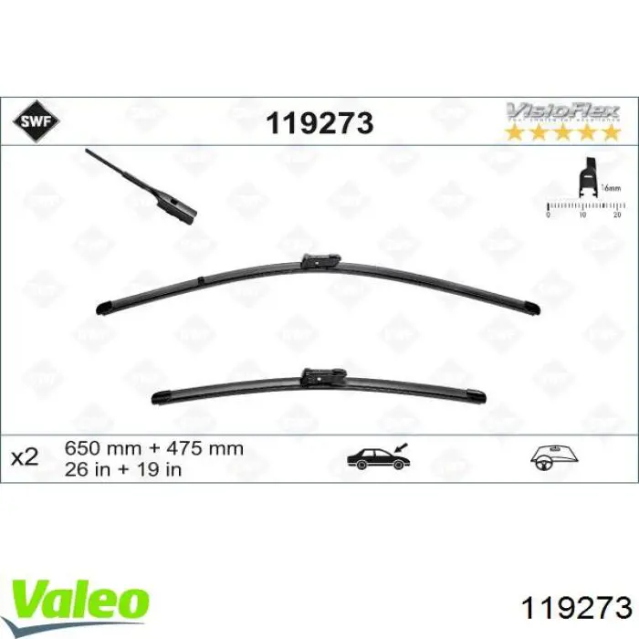 Щітки склоочисника 119273 VALEO