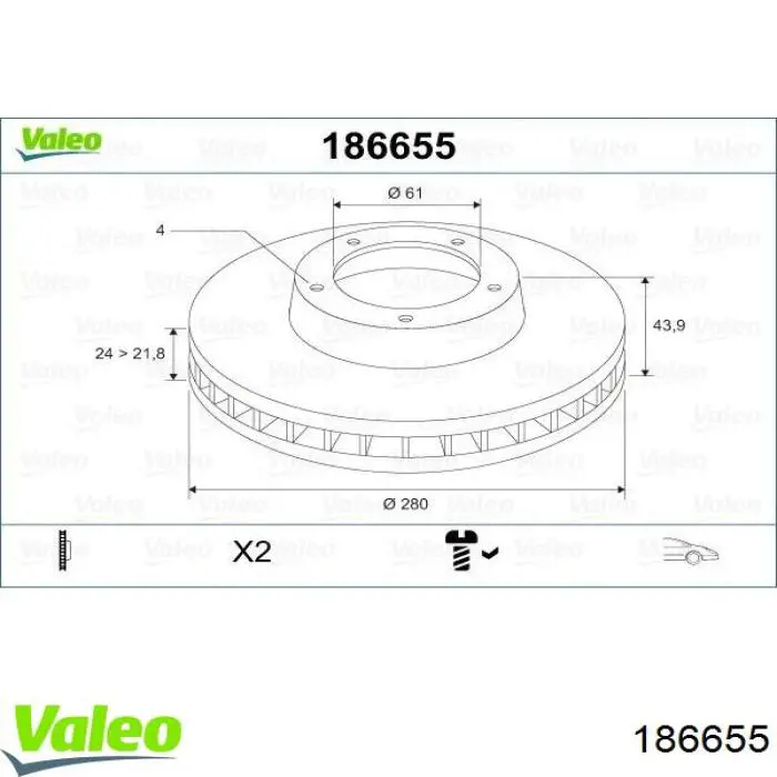 Купити 186655 VALEO Ротор гальмівний